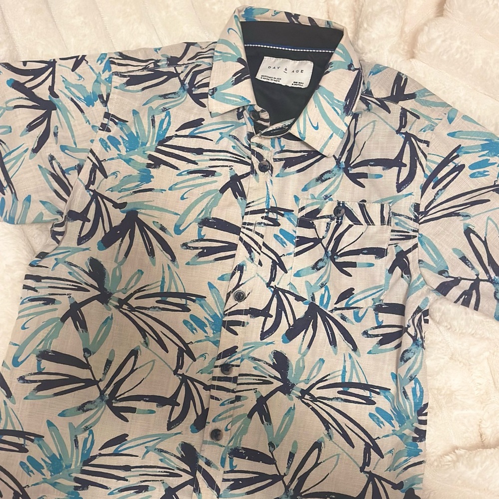 Day & Age - Boys Khaki Blue Coastal Button Down SOLD OUT Curated Collection